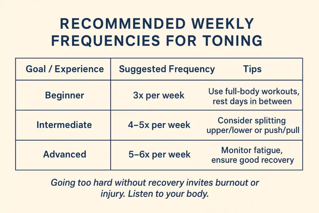 Achieving the Perfect Tone: How Often Should You Exercise for Results? 2 Graphic to show how often you should do exercise to help with toning East Sussex