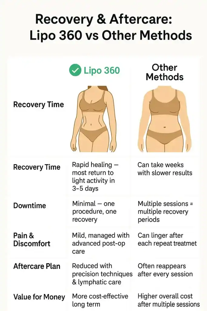 Recovery and Aftercare for Fat-Dissolving Surgery 2 Table to show fat dissolving injection aftercare East Sussex