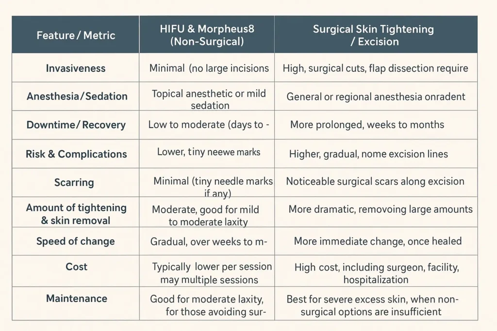 The Science of Skin Tightening 2 Table of skin tightening East Sussex benefits compared to surgical options